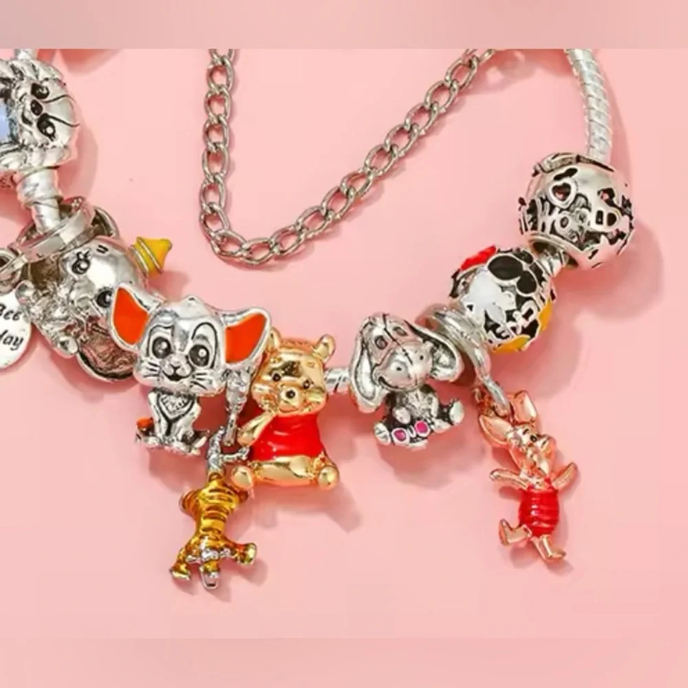 925 Sterling Silver Various Winnie The Pooh Characters Themed Charm Bracelet - Picture 7 of 7